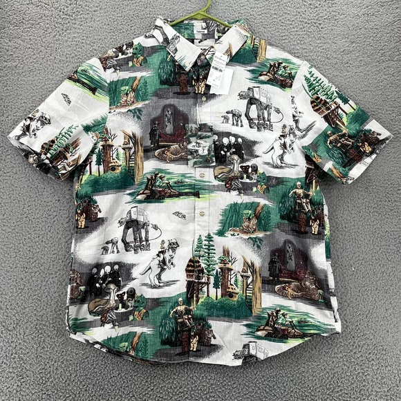 Reyn Spooner Star Wars Shirt Mens XL Green Jabba Hutt Hoth Endor Yoda Han NEW - Picture 1 of 15